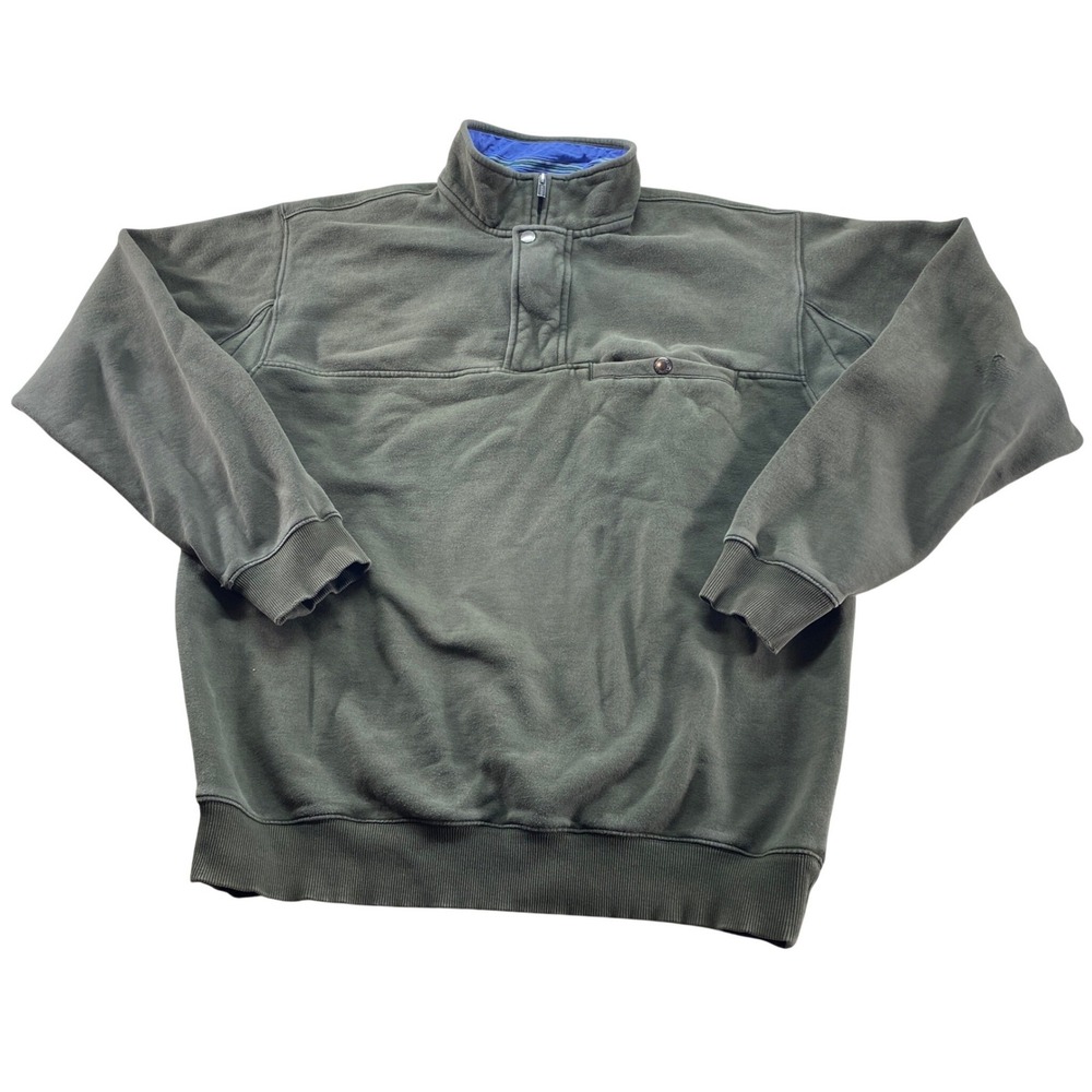 Duluth Trading Co Sweatshirt Mens LT Green Long Sleeve Quarter Zip Neck Pullover